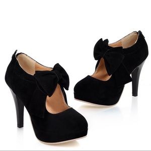 Fashion Vintage Womens Bowtie Platform Pumps